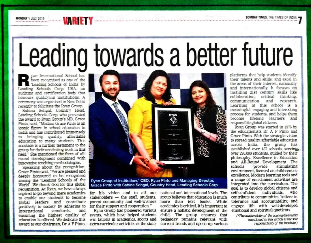 Leading towards a better future - Ryan International School, Nerul